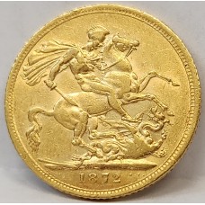 AUSTRALIA 1872 . ONE 1 SOVEREIGN . MELBOURNE . GOLD